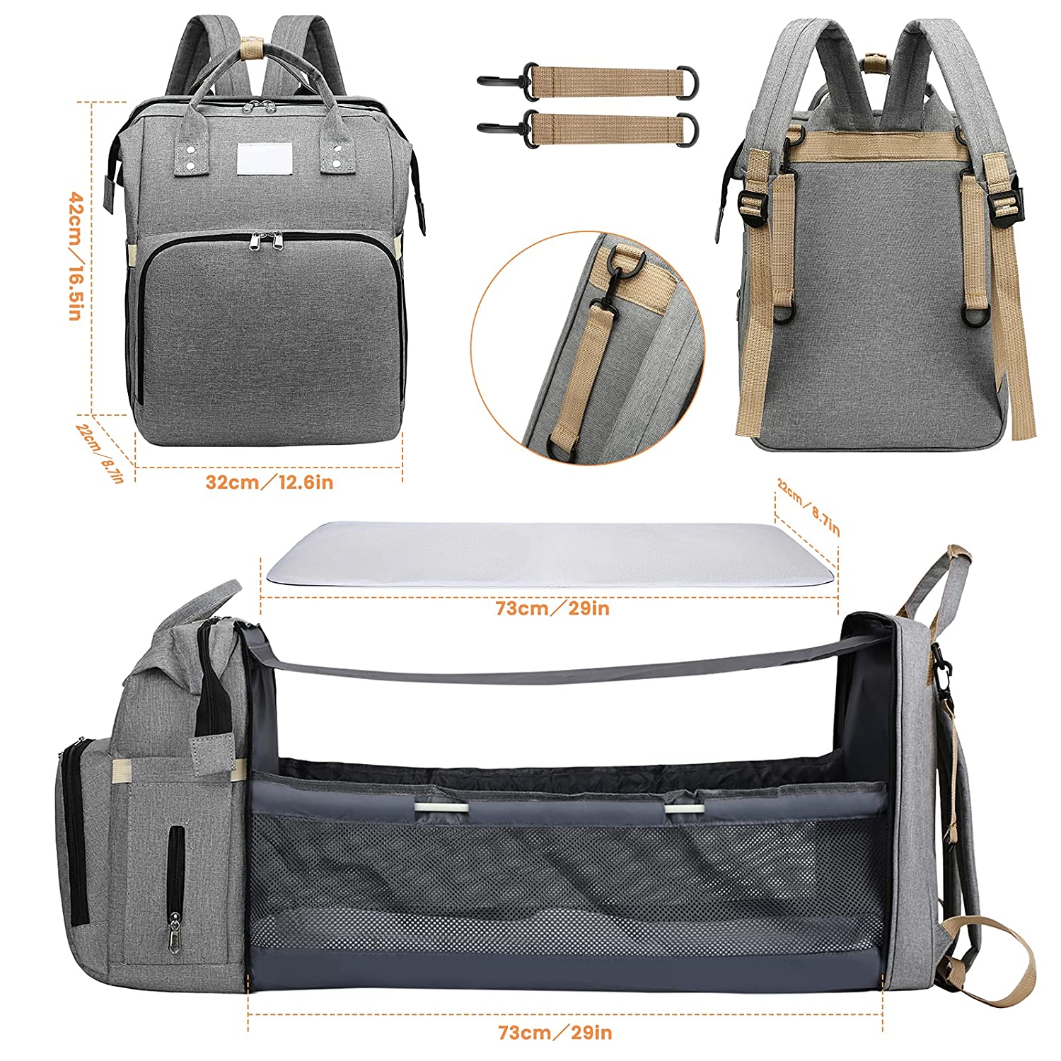 Sac à langer portatif | Berceau de voyage BabyNappy™ - Gabriel et Alba
