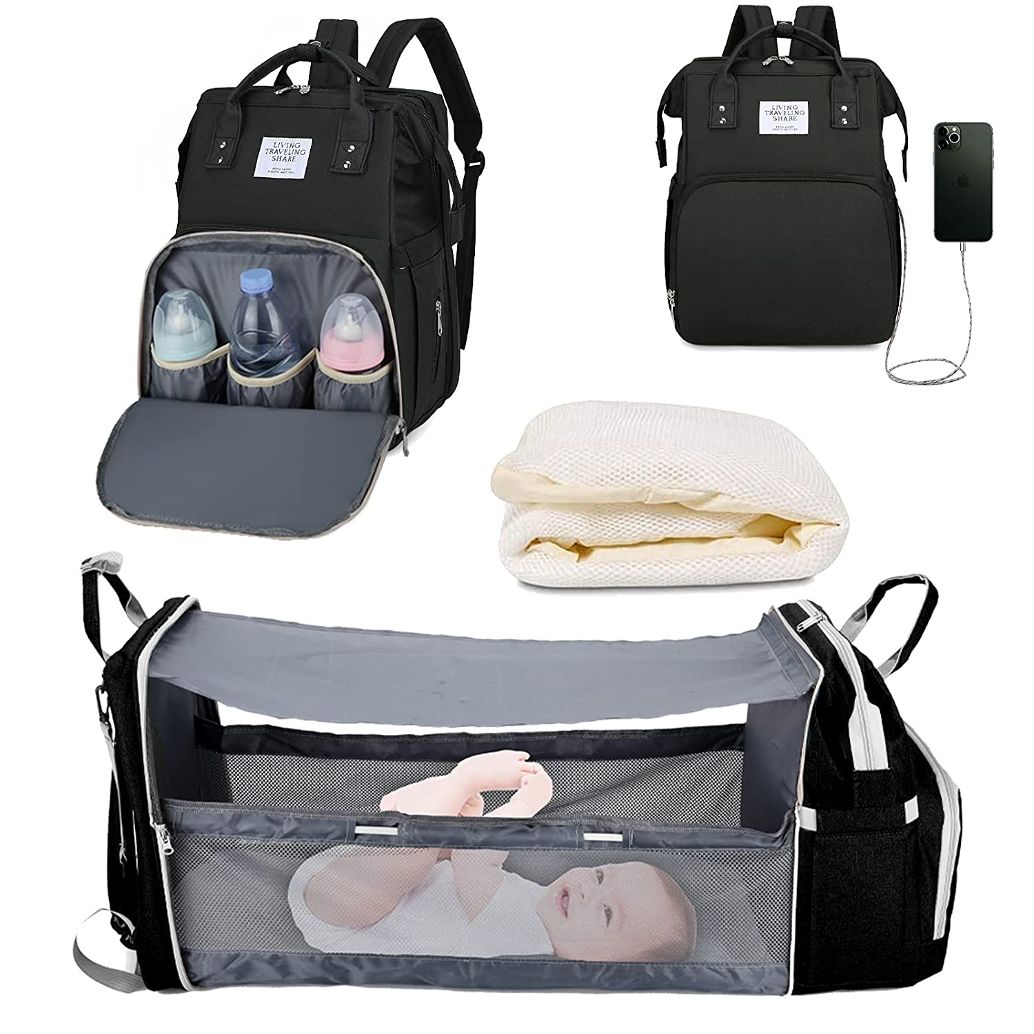 Sac à langer portatif | Berceau de voyage BabyNappy™ - Gabriel et Alba