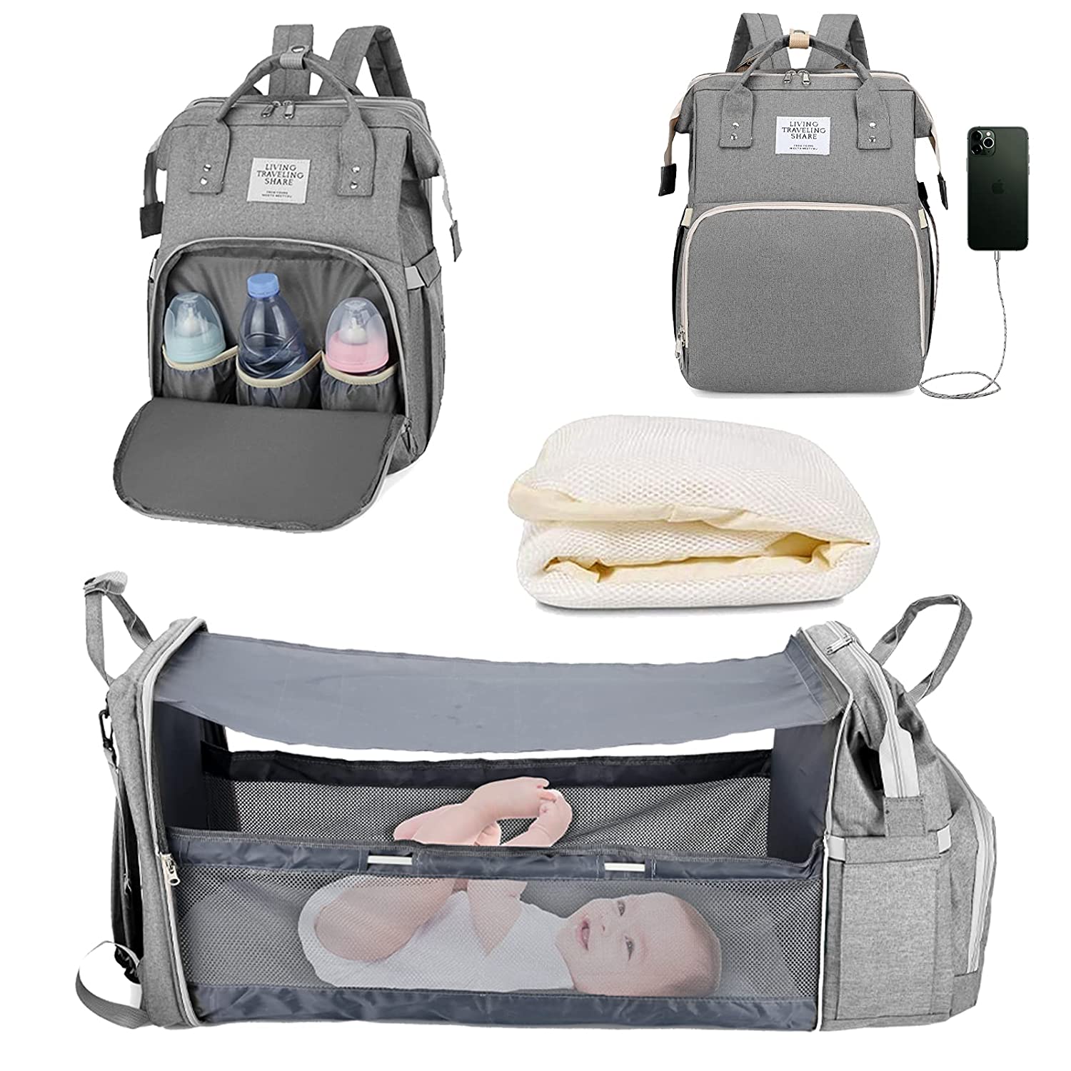 Sac à langer portatif | Berceau de voyage BabyNappy™ - Gabriel et Alba